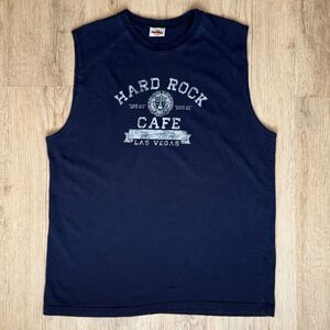 Vintage Hard Rock Café Muscle Tank Las Vegas Navy Blue XXL Sleeveless 71 Graphic
